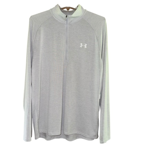 Under Armor Men’s UA Tech Heat-gear Half Zip Pullover Large Silver M. Wicking - Picture 2 of 7